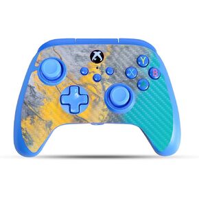Carbon Fiber Gaming Skin Compatible with PowerA Xbox Series X|S Enhanced Wired Controller - Yellow Spill - Premium 3M Vinyl Protective Wrap Decal Cover | Crafted in The USA by MightySkins