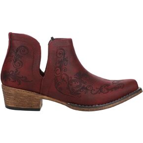 ROPER Womens Ava Paisley Embossed Snip Toe_DELETE Casual Boots_DELETE Ankle Low Heel 1-2" - Red