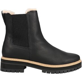 TOMS Womens Bennet LeatherFaux Fur Chelsea Round Toe Casual Boots Ankle Low Heel 1-2" - Black