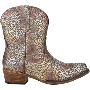 ROPER Womens Ingrid Metallic Leopard-Cheetah Slip Toe Bootie_DELETE أحذية كاجوال_DELETE كعب منخفض للكاحل 1-2 بوصة - بني