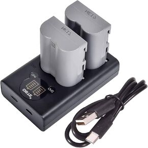 DSTE 2pcs EN-EL3e and Dual LCD Battery Charger Compatible with Nikon D300S, D300, D700, D70, D70S, D50, D80, D90, D100, D200 Digital SLR Cameras
