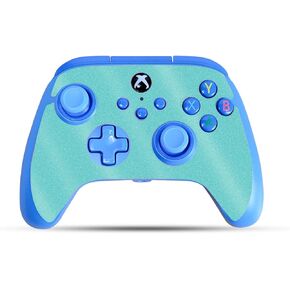 Glossy Glitter Gaming Skin Compatible with PowerA Xbox Series X|S Enhanced Wired Controller - Solid Turquoise - Premium 3M Vinyl Protective Wrap Decal Cover | Crafted in The USA by MightySkins