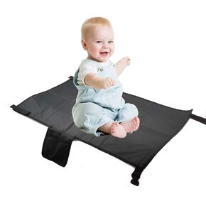 Airplane Seat Extender for Kids, Airplane Foot Hammock, Portable Toddler Airplane Travel Essentials, Leg Rest for Children Baby Travel (Black)
