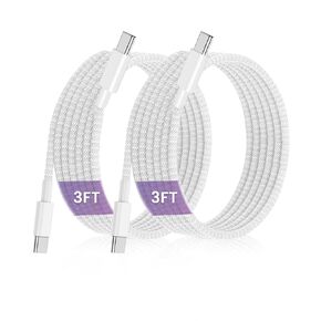 60W USB C to C Charging Cable 6.6ft,iPad Charger Cable Long Fast Type C to C Charger Cord(2Pack) for Apple iPhone 15/15 Pro Max/15 Plus, for MacBook Pro/2019/2020/2021,iPad Mini 6/Pro 12.9/11/Air 5