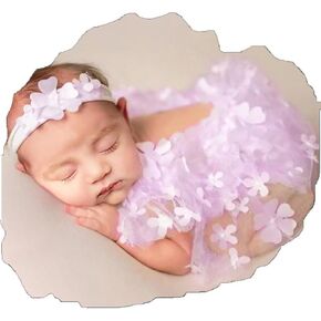 Newborn Photography Outfits Girl Newborn Infant Photo Shoot Outfits Girls with Headband Newborn Baby Girl Photoshoot Outfits Infant Girl Lace Romper Newborn Picture Outfits（White）