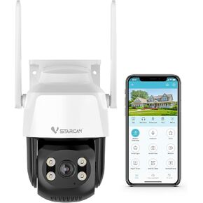 VSTARCAM Outdoor Waterproof PT Network Camera, 1080P Wired Cameras for Home Secuirty Camera with Bluetooth Connection, Color Night Vision, Motion Detection & Tracking,Light & Siren Alarm, SD/Cloud