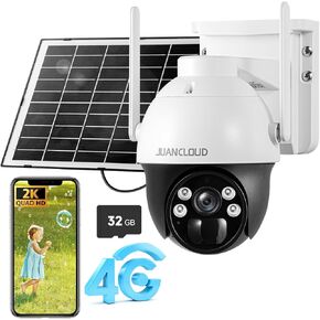 4G LTE Cellular Security Camera 4MP No WiFi, Solar Powered 18000mAH, Outdoor Includes SD&SIM Card, 2K Live 360°, Color Night Vision, Motion&Siren Alerts