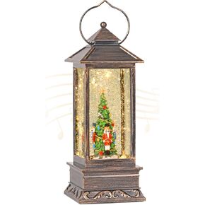 Cardinal Christmas Decorations, 12 Inch Musical Snow Globe Lantern, Lighted Christmas Snow Globes with Swirling Glitter, Cardinal Snow Globe USB and Battery Operated Lantern for Home Decor