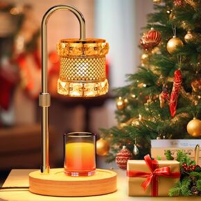 Candle Warmer Lamp with Timer & Dimmer Adjustable Height Electric Candle Warmer for All Size Scented Candles, Includes 2 x 50W Bulbs, Perfect for Home Decor and Gifts Gold