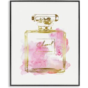 Stupell Industries Glam Perfume Bottle Gold Pink Framed Giclee Art Design By Artist Amanda Greenwood