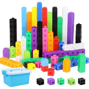 200 Pcs Math Cubes/Linking Cubes/Counting Blocks/Math Counting Cubes/Connecting Cubes with Storage Container for Math Teaching Classroom Supplies(2 Styles,10 Colors)