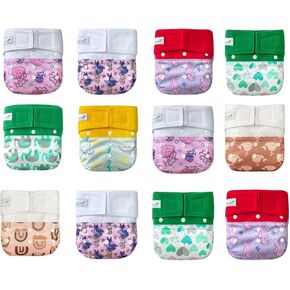 KaWaii Baby One Size HD3 Pocket Cloth Diapers, Best Daycare Nappies, Washable, Reusable, Leakfree, Unisex, Pack of 12 Diapers