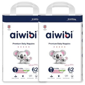 Baby Diapers Size 3 (14-25 lbs), 124 Count, Series Light Feather Premium Diaper, Ultra-Soft and Absorption, Hypoallergenic and Leak-Proof