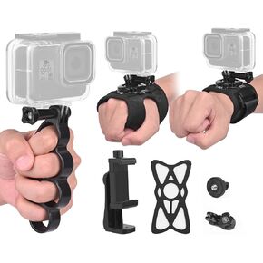 Wrist Strap Hand Strap Mount Handheld Finger Grip Holder with Phoneclip for All Gopro Hero Series SJCAM Osmo Action 5 pro Dragon Touch Apeman Insta360 & Smartphone