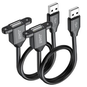 2Pack USB2.0 Male to Female Extension Cable 3FT with Ears can be Fixed Various Chassis/Cabinets/Panels USB Extender W/Screw nut for USB Panel Mount (USB Type-A, 3FT)