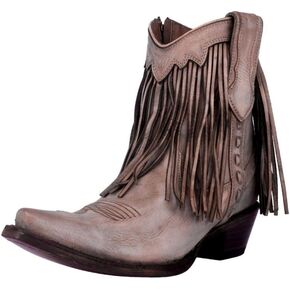 Circle G by Corral Sand Women's Snip Toe Fringe Ankle Boots L6071