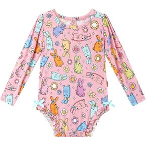 Baby Girl Romper Long Sleeve Infant Cute Print Baby Bodysuits, Viscose Made from Bamboo