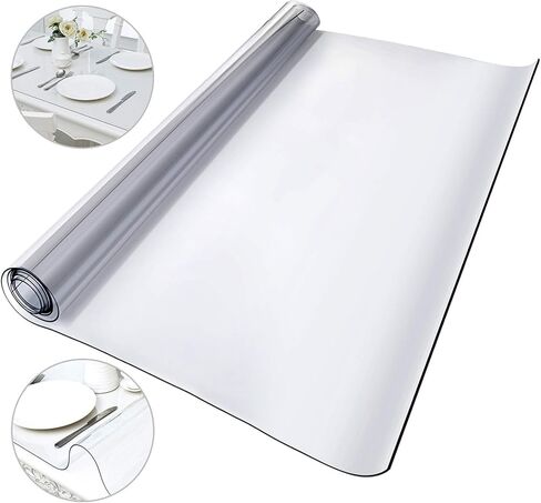 VEVOR Plastic Table Cover, 54 x 54 Inch 1.5 mm Thick Clear Table Protector, Square PVC Desk Mat, Waterproof & Easy Cleaning Desk Pad Tablecloth, for Office Dresser Dining Room Table Night Stand in Saudi Arabia
