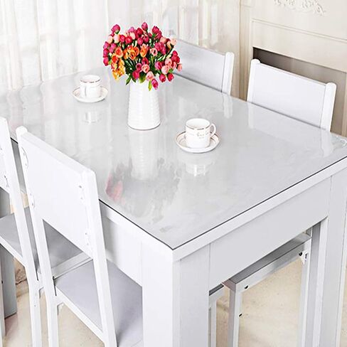 VEVOR Plastic Table Cover, 54 x 54 Inch 1.5 mm Thick Clear Table Protector, Square PVC Desk Mat, Waterproof & Easy Cleaning Desk Pad Tablecloth, for Office Dresser Dining Room Table Night Stand in Saudi Arabia