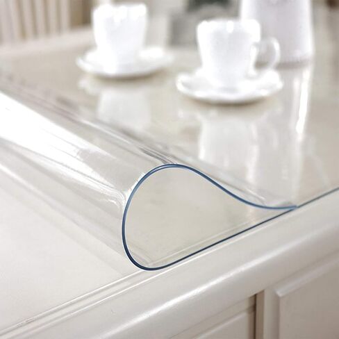 VEVOR Plastic Table Cover, 54 x 54 Inch 1.5 mm Thick Clear Table Protector, Square PVC Desk Mat, Waterproof & Easy Cleaning Desk Pad Tablecloth, for Office Dresser Dining Room Table Night Stand in Saudi Arabia