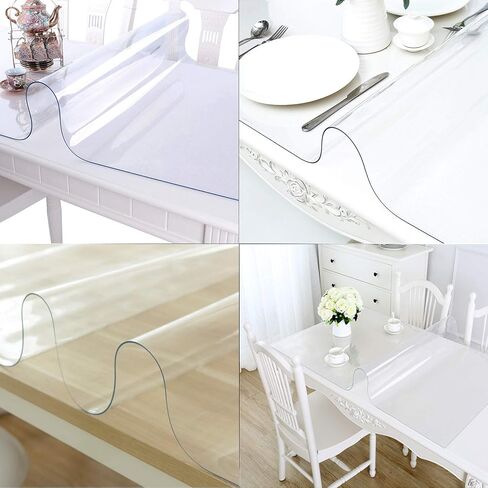 VEVOR Plastic Table Cover, 54 x 54 Inch 1.5 mm Thick Clear Table Protector, Square PVC Desk Mat, Waterproof & Easy Cleaning Desk Pad Tablecloth, for Office Dresser Dining Room Table Night Stand in Saudi Arabia