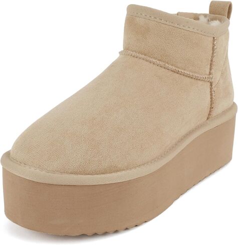 Soda “Benji" ~ Women Round Toe Flatform Sherpa-lined Ankle Bootie in Saudi Arabia