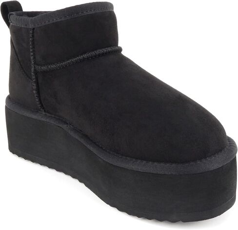 Soda “Benji" ~ Women Round Toe Flatform Sherpa-lined Ankle Bootie in Kuwait