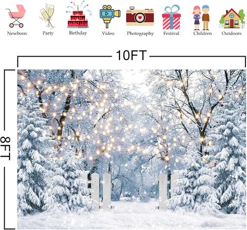 7x5FT Blue Winter Forest Scene Photography Backdrop Wonderland Snowflake Landscape Background for Christmas Xmax Family Holiday Party Decorations Supplies Banner Picture Photo Studio Props in Kuwait