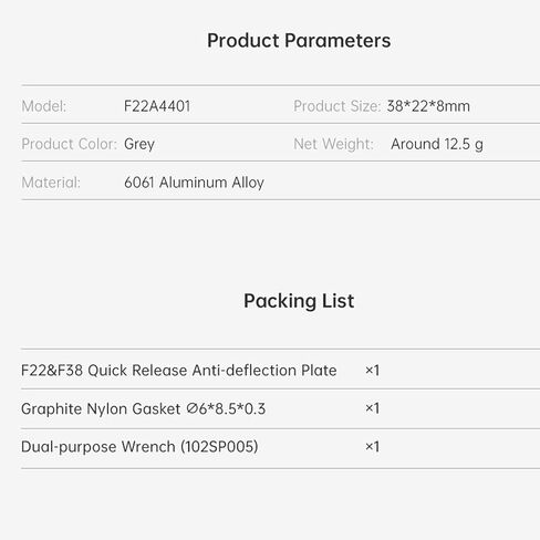 لوحة FALCAM F22 F38 سريعة الفك مضادة للانحراف، لوحة وسادة مضادة للانزلاق متوافقة مع نظام الفك السريع F38 F28-F22A4401 in Kuwait