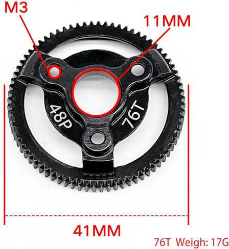 RC 48P 72T & 76T Spur Gear من الفولاذ الصلب المقوى جزء ترقية لـ Traxxas 1/10 Slash Stampede Rustler Bandit 2WD VXL XL-5 F-150 SVT، (72T & 76T) in Kuwait