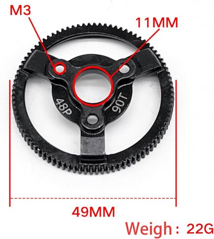 RC 48P 72T & 76T Spur Gear من الفولاذ الصلب المقوى جزء ترقية لـ Traxxas 1/10 Slash Stampede Rustler Bandit 2WD VXL XL-5 F-150 SVT، (72T & 76T) in Kuwait