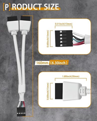 مقسم رأس USB من COMeap، كابل رأس USB 2.0 إلى 9 دبوس للوحة الأم، كابل رأس تمديد مزدوج 9 دبوس للكمبيوتر الشخصي، محور USB للوحة الأم الداخلية (حزمة من 2) in Kuwait