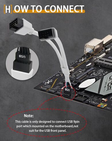مقسم رأس USB من COMeap، كابل رأس USB 2.0 إلى 9 دبوس للوحة الأم، كابل رأس تمديد مزدوج 9 دبوس للكمبيوتر الشخصي، محور USB للوحة الأم الداخلية (حزمة من 2) in Kuwait
