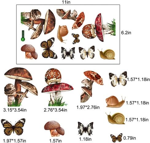 Glow in The Dark Colorful Butterfly Mushroom Fairy Wall Sticker Cartoon Luminous Flying Butterfly Light Switch Decals for Girls Bedroom Nursery Living Room Classroom Ceiling Decor Kids Gift in Kuwait