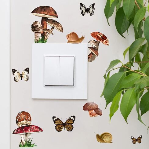 Glow in The Dark Colorful Butterfly Mushroom Fairy Wall Sticker Cartoon Luminous Flying Butterfly Light Switch Decals for Girls Bedroom Nursery Living Room Classroom Ceiling Decor Kids Gift in Kuwait