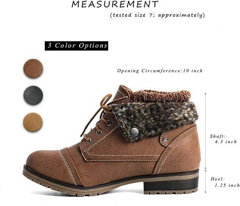 Women’s Knitted Cuff Ankle Booties Lace up Combat Boots Folded Collar Stylish Snow Boots Hiking Shoes in Saudi Arabia