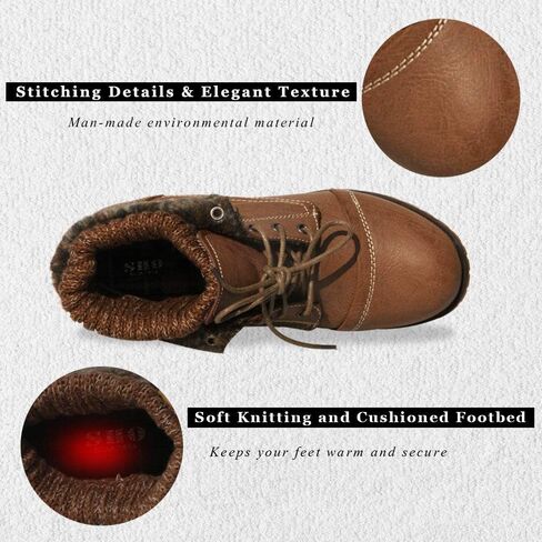 Women’s Knitted Cuff Ankle Booties Lace up Combat Boots Folded Collar Stylish Snow Boots Hiking Shoes in Saudi Arabia