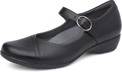 Dansko Fawna Mary Jane for Women - Cute, Comfortable Shoes with Arch Support - Versatile Casual to Dressy Footwear with Buckle Strap - Lightweight Rubber Outsole Black Leather 9.5-10 Wide US in Saudi Arabia