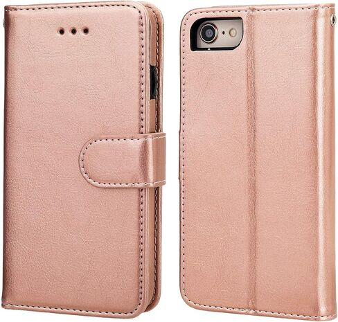 Bocasal iPhone SE (2022)/SE (2020)/8/7 Wallet Case with Card Holder PU Leather Kickstand Shockproof Protective Wrist Strap Flip Cover for iPhone SE3/SE2/8/7 4.7" (Brown) in Saudi Arabia