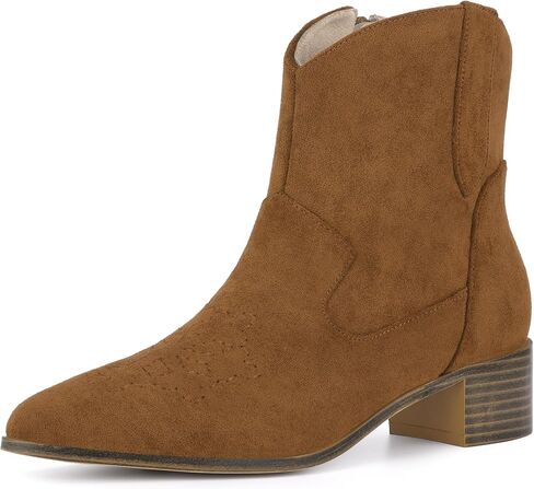 Perphy Western Cowgirl Pointed Toe Chunky Heel Comfy Cowboy Ankle Boots for Women in Saudi Arabia