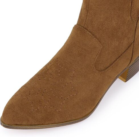 Perphy Western Cowgirl Pointed Toe Chunky Heel Comfy Cowboy Ankle Boots for Women in Saudi Arabia