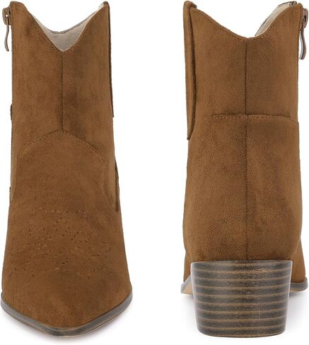 Perphy Western Cowgirl Pointed Toe Chunky Heel Comfy Cowboy Ankle Boots for Women in Saudi Arabia
