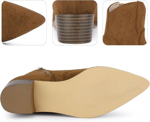 Perphy Western Cowgirl Pointed Toe Chunky Heel Comfy Cowboy Ankle Boots for Women in Saudi Arabia
