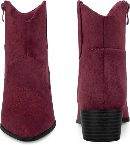 Perphy Western Cowgirl Pointed Toe Chunky Heel Comfy Cowboy Ankle Boots for Women in Saudi Arabia