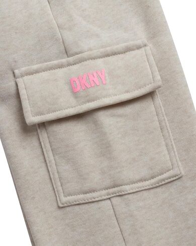 DKNY Girls Pants Set, 3 Piece Fleece Zip Hoodie, Jogger and Graphic Tee | Versatile Three Pieces, Elastic Waist Joggers and Soft Graphic Tee and warm fleece Zip up hoodie, Everyday Ready in Saudi Arabia