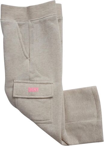 DKNY Girls Pants Set, 3 Piece Fleece Zip Hoodie, Jogger and Graphic Tee | Versatile Three Pieces, Elastic Waist Joggers and Soft Graphic Tee and warm fleece Zip up hoodie, Everyday Ready in Saudi Arabia