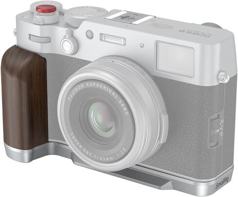مقبض يد SmallRig X100VI / X100V، مقبض خشبي على شكل حرف L لكاميرا FUJIFILM X100VI / X100V، لوحة مدمجة سريعة التحرير لـ Arca، مع زر مصراع وغطاء حذاء ساخن، فضي - 4804 in Kuwait