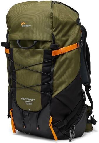 حقيبة ظهر Lowepro PhotoSport X سعة 35 لتر AW مع أقمشة معاد تدويرها، حقيبة ظهر للكاميرا للانعكاس والمرايا، وصول خلفي، إدراج كاميرا قابل للإزالة، ميزات مخصصة لتسلق الجبال، مقاس M/L، رمادي داكن/أخضر in Kuwait