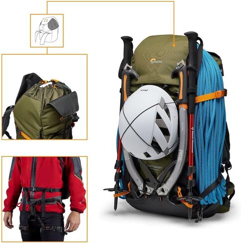 حقيبة ظهر Lowepro PhotoSport X سعة 35 لتر AW مع أقمشة معاد تدويرها، حقيبة ظهر للكاميرا للانعكاس والمرايا، وصول خلفي، إدراج كاميرا قابل للإزالة، ميزات مخصصة لتسلق الجبال، مقاس M/L، رمادي داكن/أخضر in Kuwait