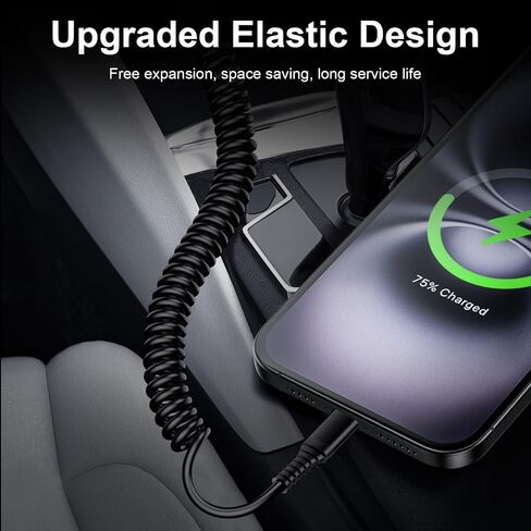 Car Android Auto Cable Charger Cord iPhone 16 Coiled USB C to USB C Cable Fast Charging for iPhone 16 Pro Max 16 Plus 15 Pro, Google Pixel 9 Pro XL/8a/7 Pro/6a,Samsung Galaxy S24 Ultra A35 A55 S23FE in Saudi Arabia